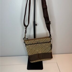 Coach Tan and Brown Signature Crossbody